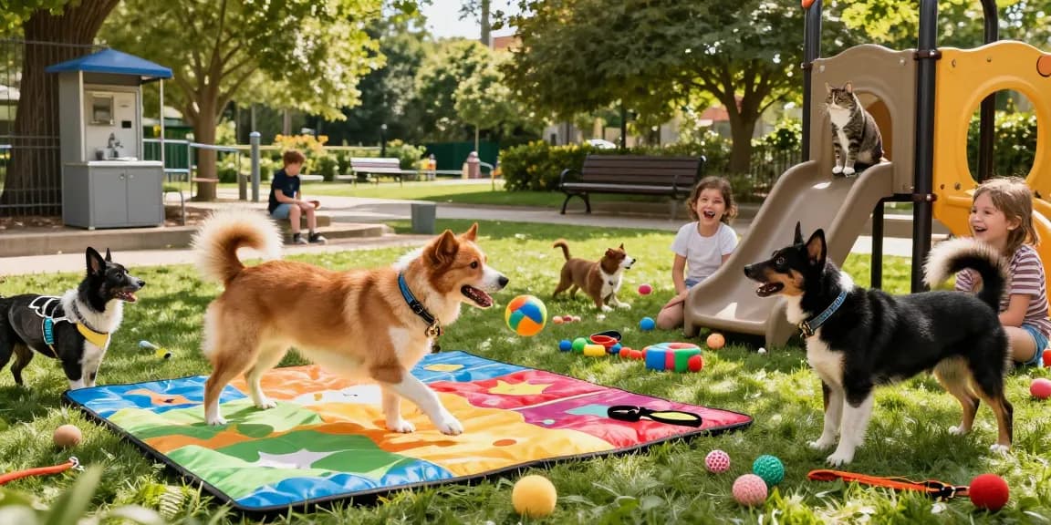 Engaging NAGA2000 pet play scene with dogs and children enjoying outdoor fun.