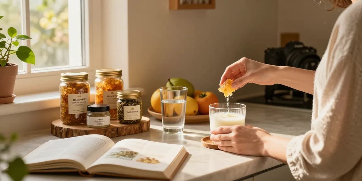 Buy shilajit resin for wellness in a cozy kitchen setting with warm light.