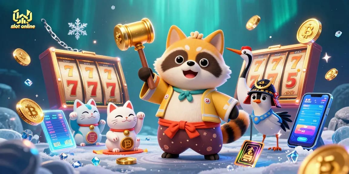 Rasakan permainan yang mendebarkan dengan link slot online yang menampilkan karakter slot yang berwarna-warni dan elemen kripto yang bercahaya.