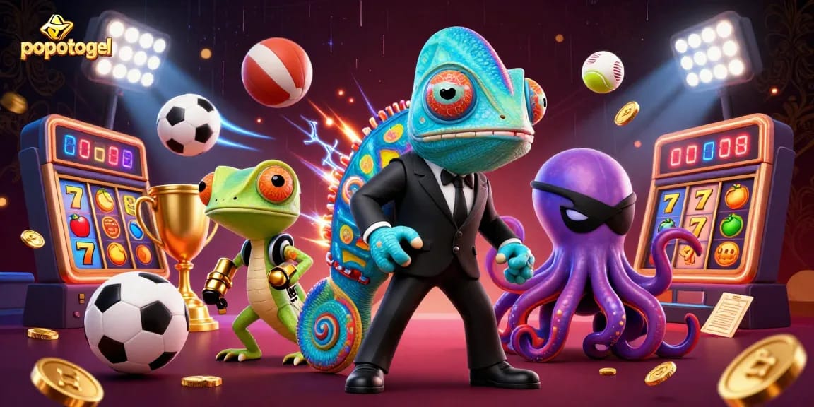 Engage with popotogel's thrilling betting experience in a dynamic gambling illustration.