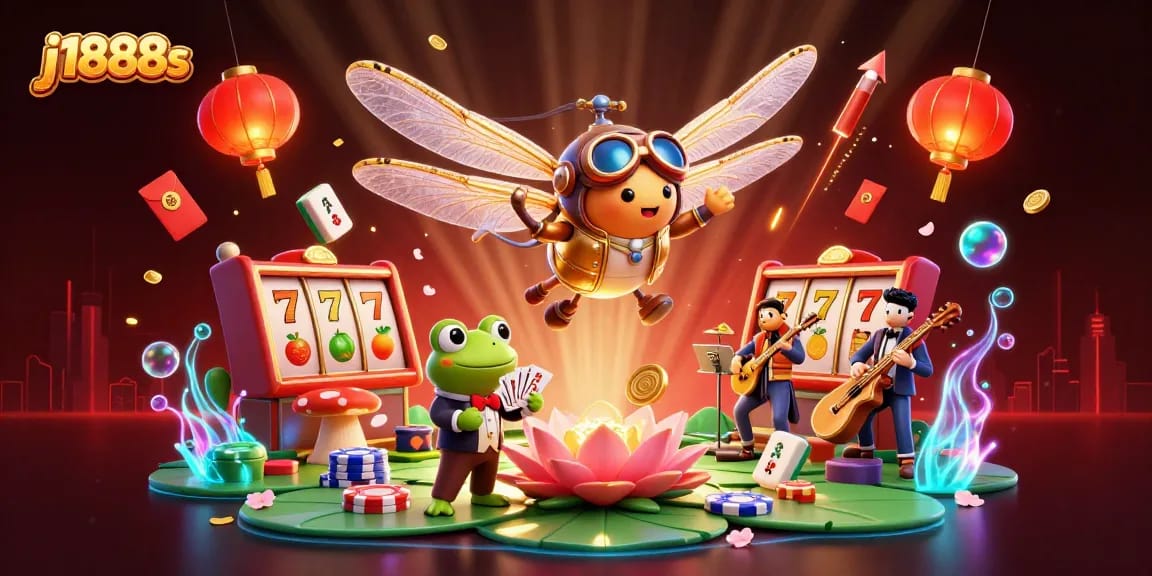 Experience thrilling j1888s gaming with vibrant elements and dynamic characters in a magical casino scene.
