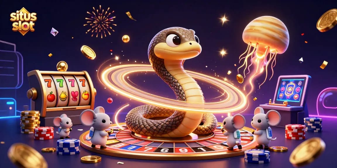 Experience thrilling action at situs slot with vibrant symbols and a colorful cosmic dealer.