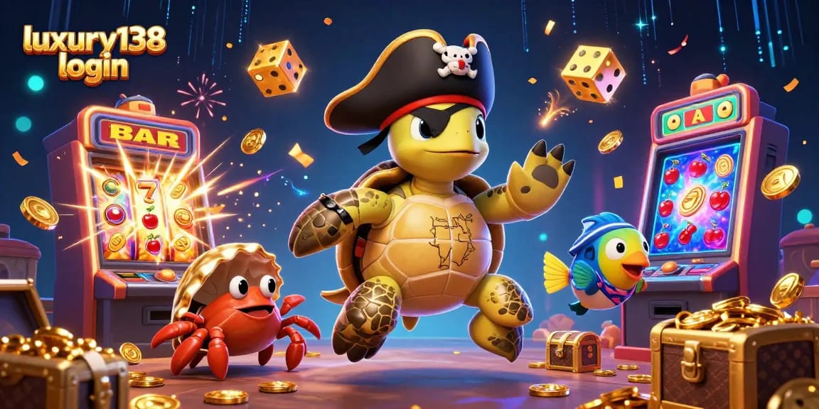 Experience luxury138 login with an exciting 3D casino scene featuring vibrant characters amidst a jackpot explosion