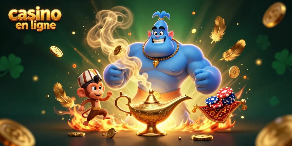 Illustrez votre expérience casino en ligne avec un génie et des éléments magiques.