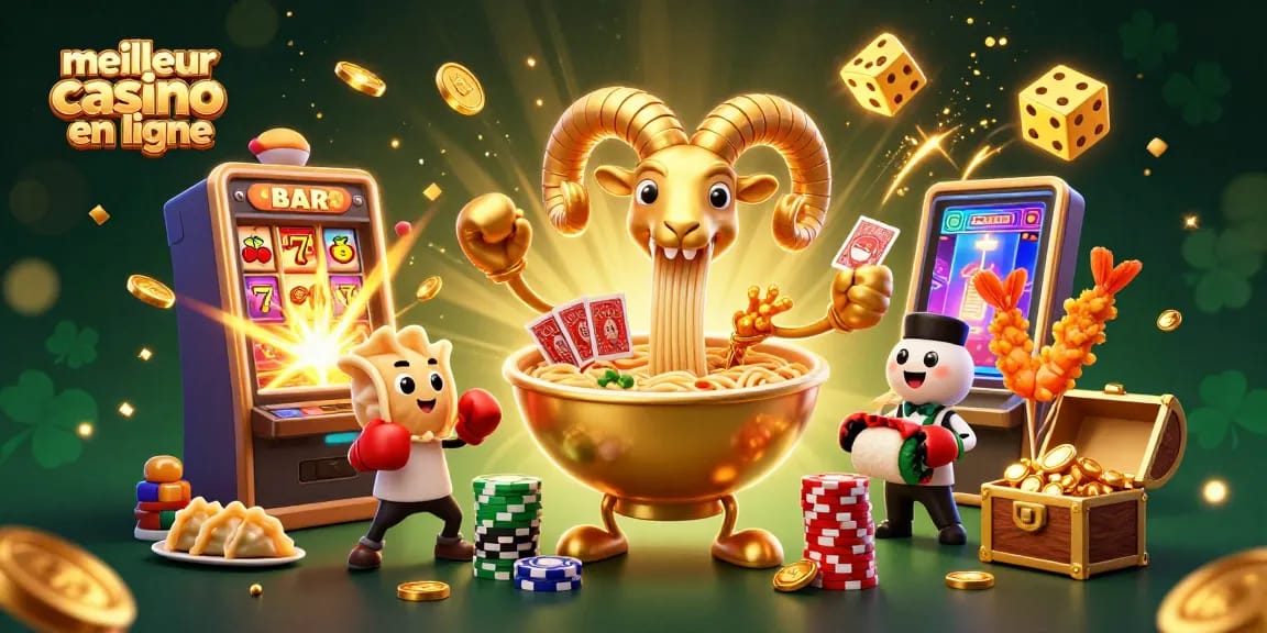 Profitez du meilleur casino en ligne avec ce visuel animé de jeux et personnages engageants.