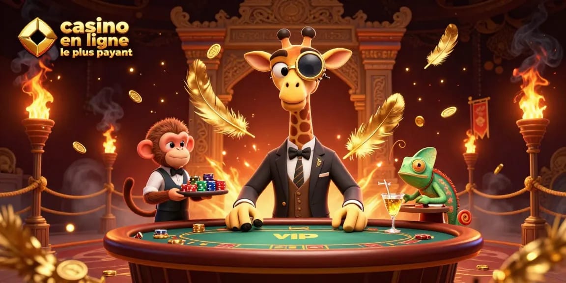 Plongez dans l'univers du casino en ligne le plus payant avec une illustration dynamique de jeux et de personnages captivants.
