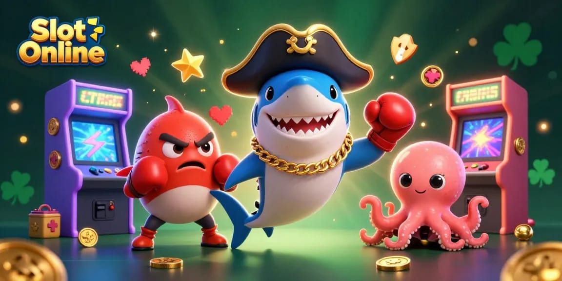 Engage in Slot Online excitement with vivid characters and dynamic game elements amidst rich casino visuals.
