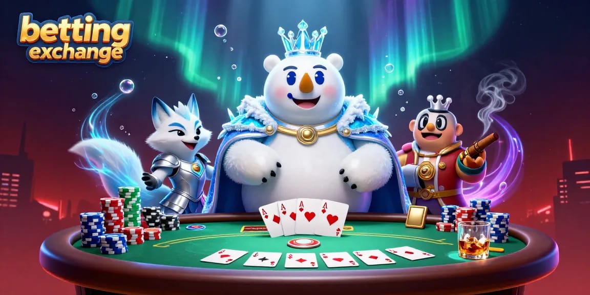 Engage in the thrilling betting exchange with vibrant poker elements and magical characters.