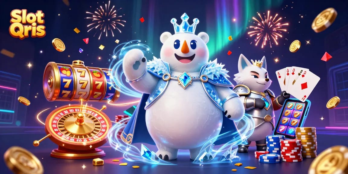 Engage in exciting Slot Qris gameplay amidst golden coins and vibrant illustrations.