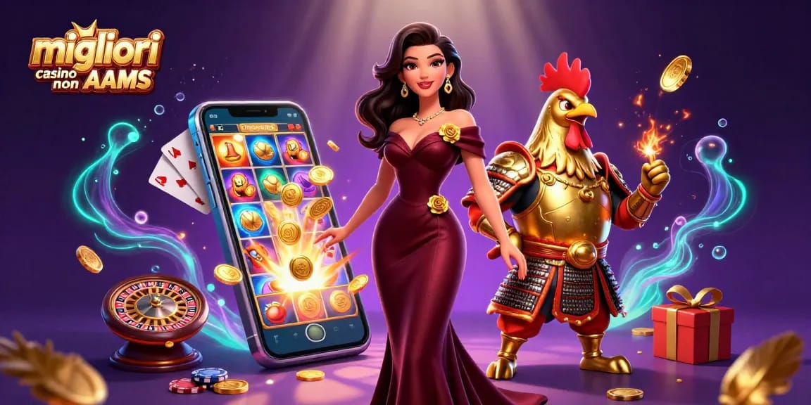 Scopri il brivido dei migliori casinò non AAMS con giochi di slot rotanti e monete d'oro.