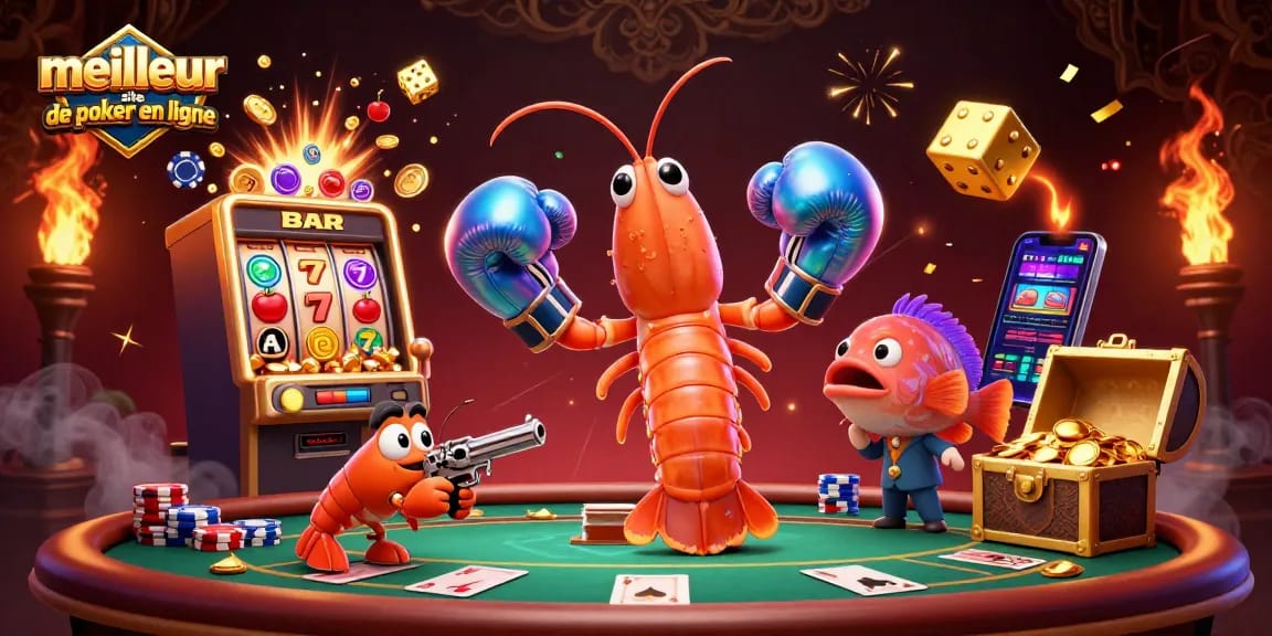Gagnez sur le meilleur site de poker en ligne avec une illustration dynamique et colorée.