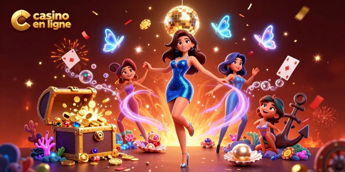 Vivez l'excitation du casino en ligne avec des visuels éclatants, des personnages élégants et des éléments de jeu dynamiques.