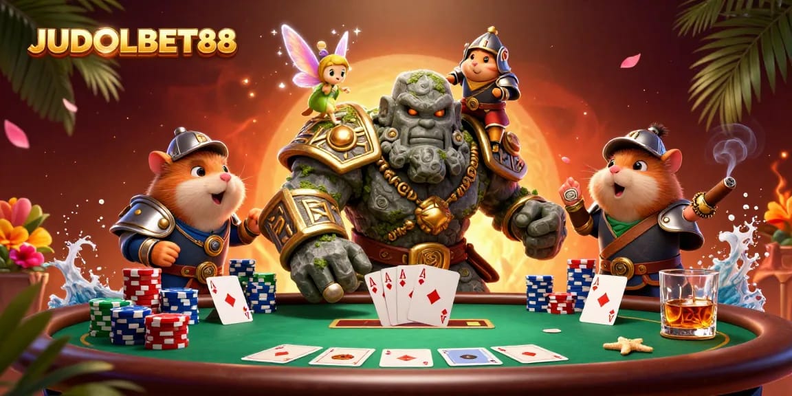Experience thrilling gameplay with JUDOLBET88's 3D fantasy scene featuring exciting casino elements.