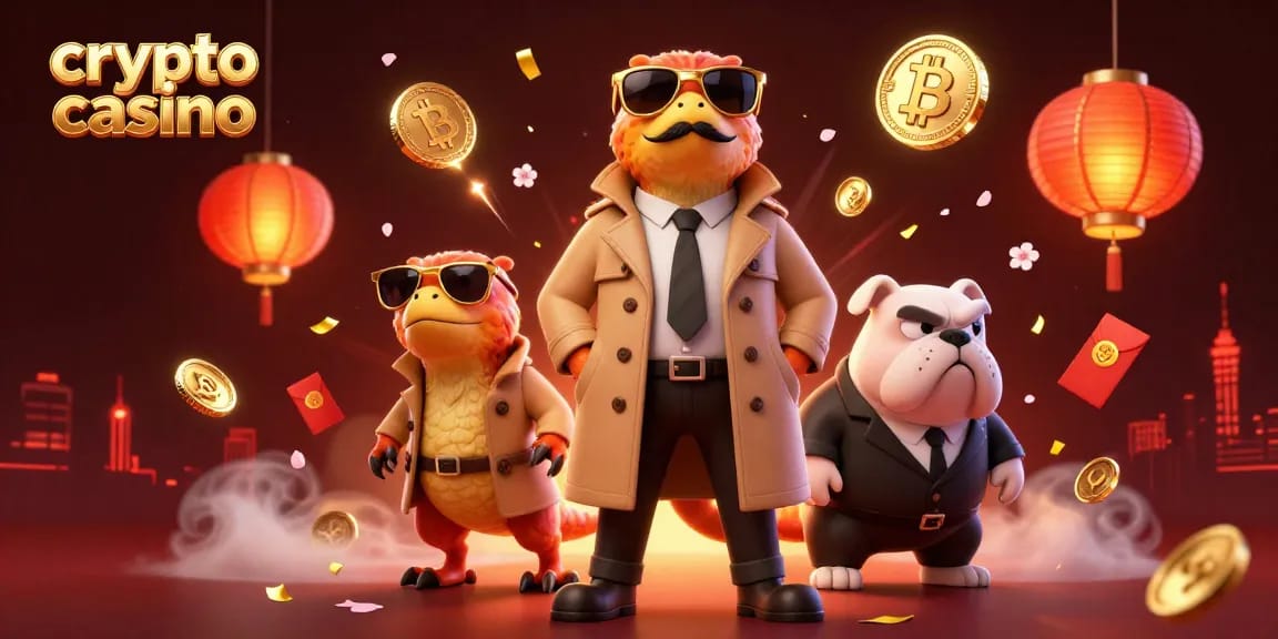 Jouez dans un crypto casino avec des dinosaures en trench coat entrant dans un lounge VIP