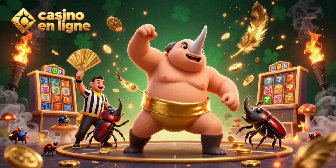 Découvrez le champion sumo des rhinocéros et les jeux de casino en ligne éclatants avec des pièces d'or.
