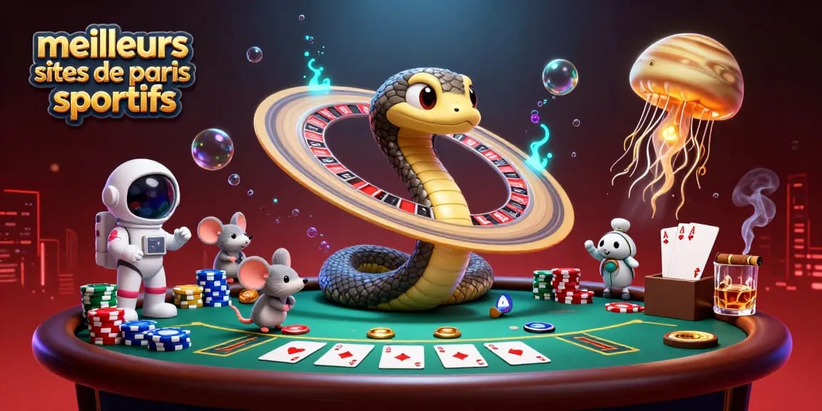 Pariez sur les meilleurs sites de paris sportifs avec cette illustration captivante d'un serpent de Saturne et des astronautes!