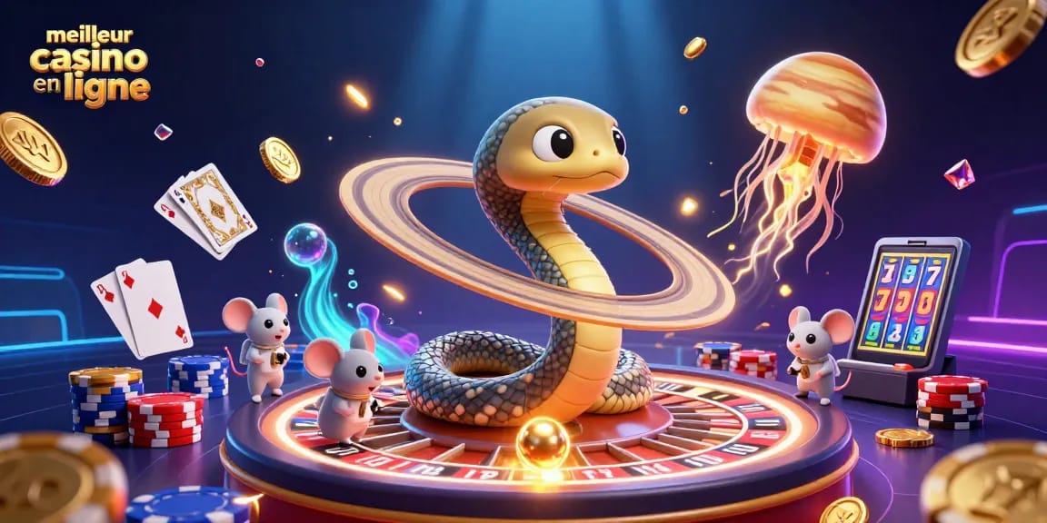 Jeu captivant dans le meilleur casino en ligne avec un serpent de Saturne comme roue de roulette.