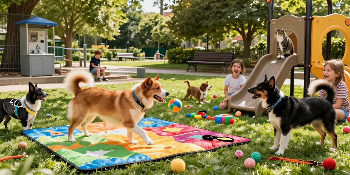 Engaging NAGA2000 pet play scene with dogs and children enjoying outdoor fun.