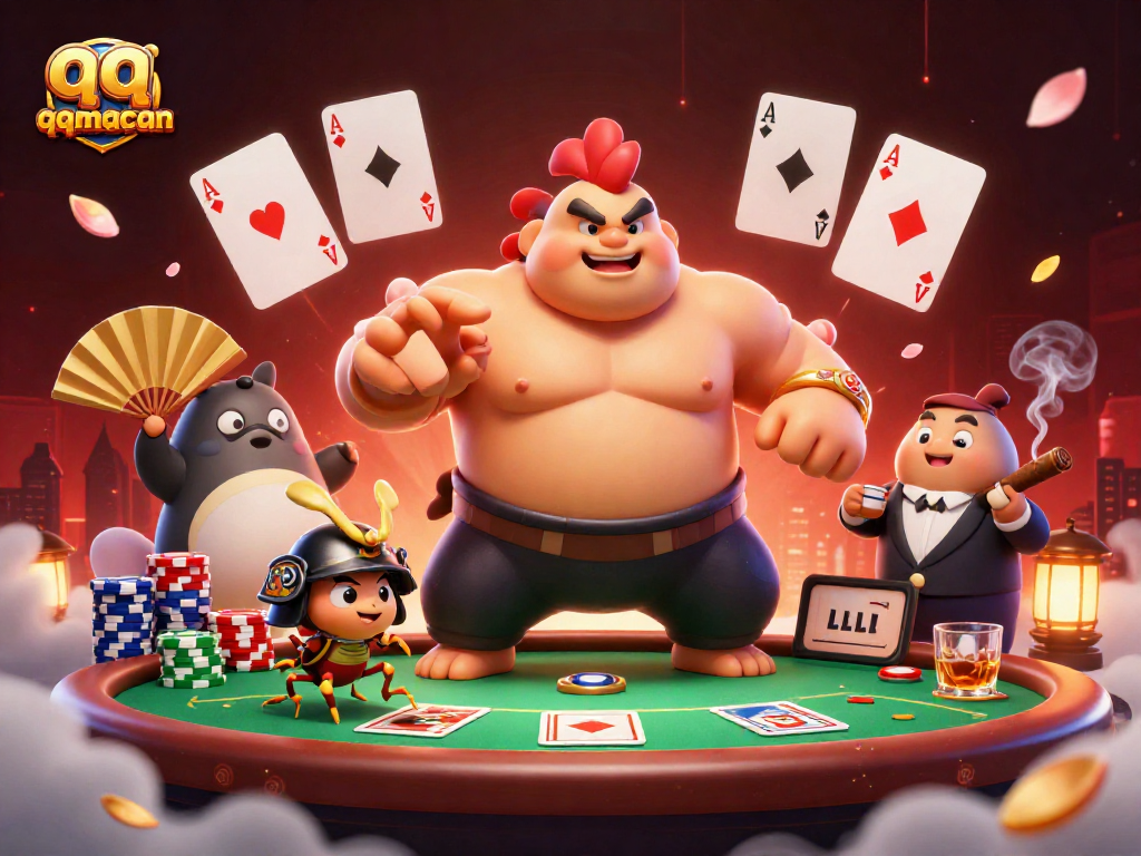 Experience qqmacan's exciting poker atmosphere with a powerful sumo rooster and fighting cricket in action.