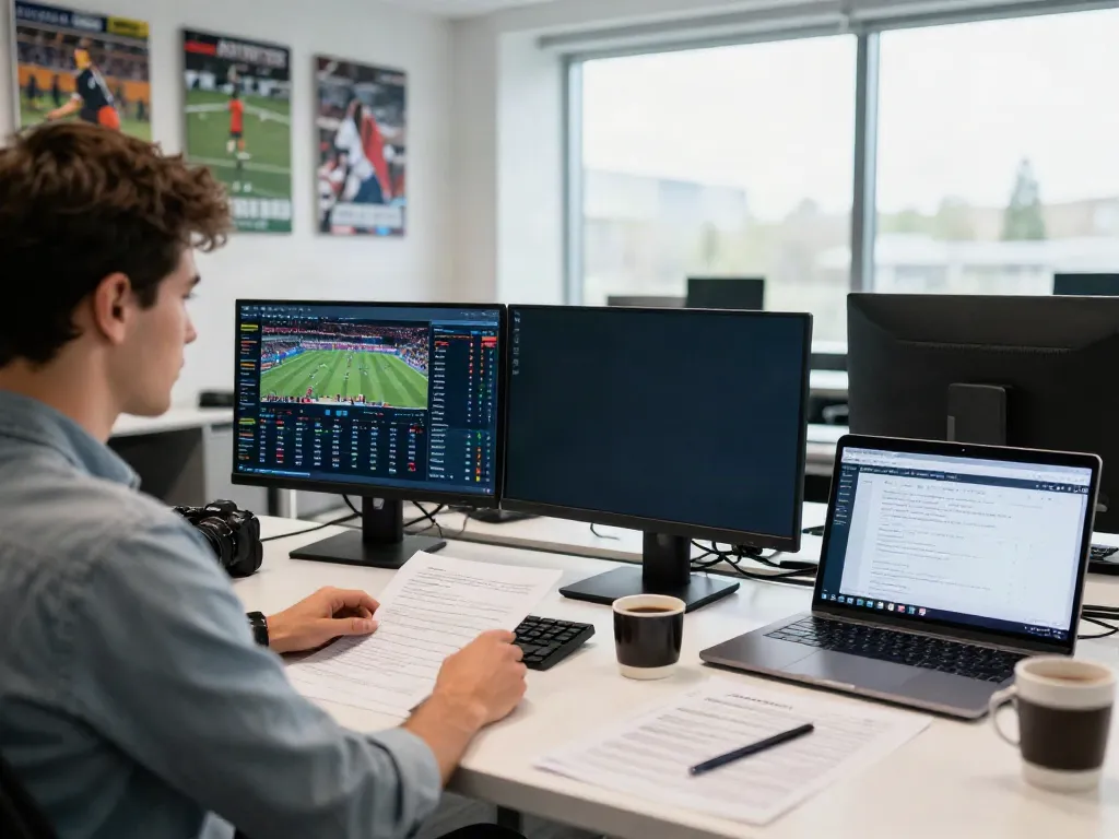 Parsbet spor bahislerini inceleyen kişinin modern ofis görüntüsü.