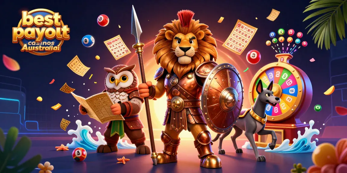 Experience the excitement of best payout casinos Australia with dynamic lottery elements and casino characters.
