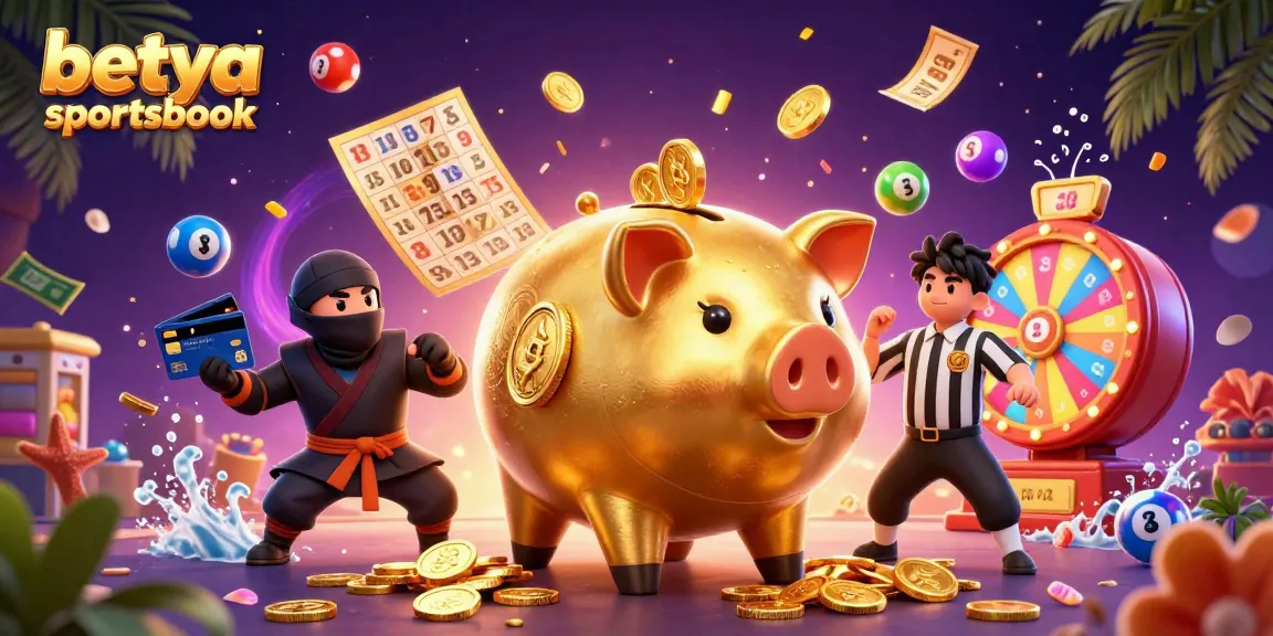Engage with betya sportsbook in a vibrant scene of playful gaming characters and colorful elements.