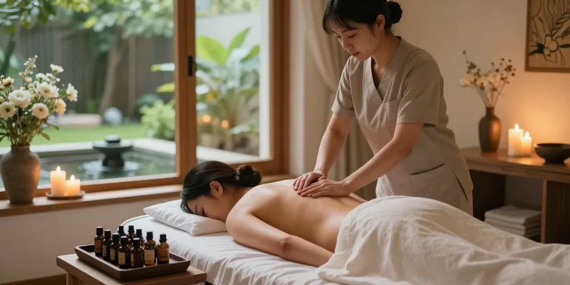 Experience 출장마사지 in a tranquil massage therapy setting with a professional therapist.