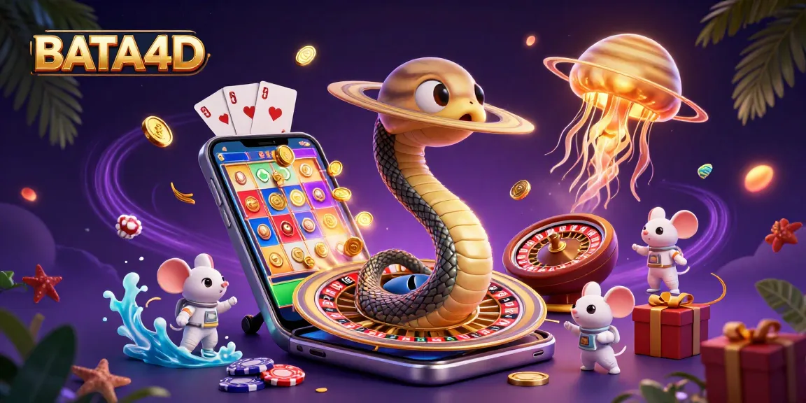 BATA4D engages players with a vibrant galaxy scene featuring betting astronaut mice and a cosmic dealer.