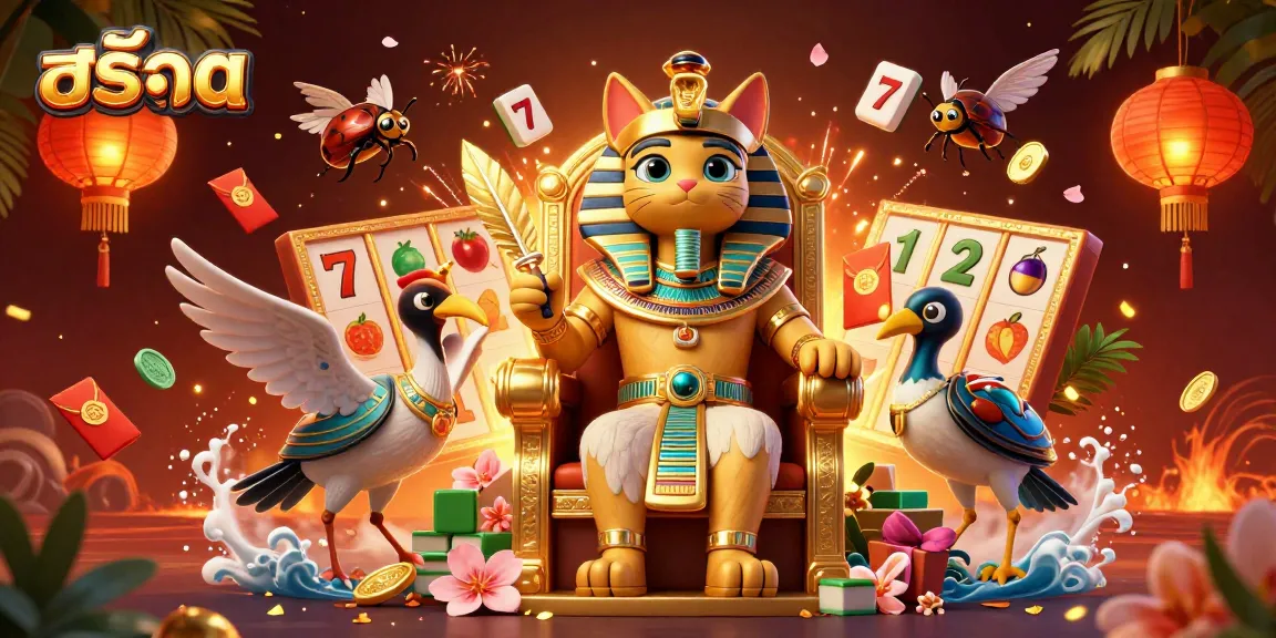 Spin the reels of สล็อต with a pharaoh cat and treasures illuminating the casino atmosphere.