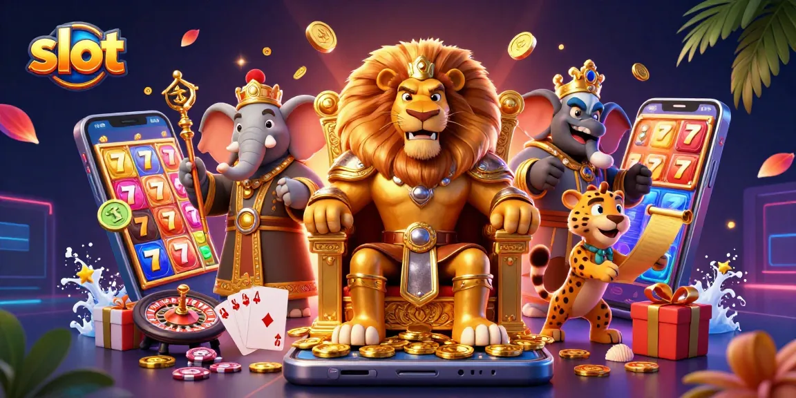 Mainkan slot dengan fitur jackpot dan simbol keberuntungan dalam ilustrasi kasino yang menakjubkan.