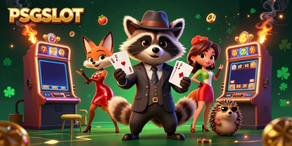 PSGSLOT sajikan pengalaman bermain slot yang seru dengan rakun, rubah, dan landak di kasino digital.