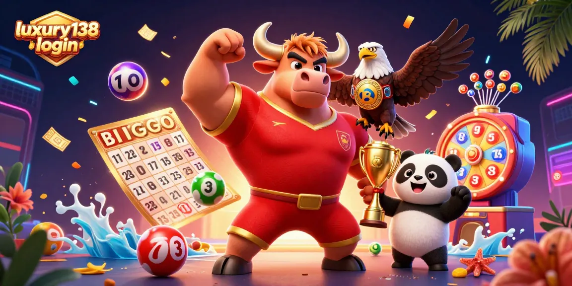 Engage with luxury138 login for exhilarating online gaming experiences, featuring vibrant 3D characters and dynamic game elements.