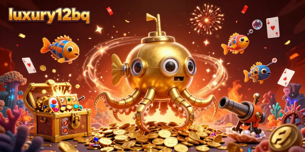 Luxury12bq mempertaruhkan jackpot dengan permainan slot di lautan koin emas.