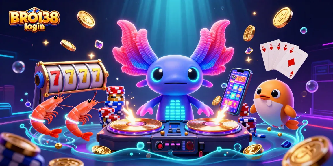 Engage with the exciting BRO138 login experience featuring vibrant slot gaming elements and characters.