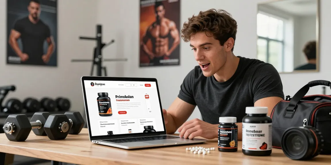 Beligas Shop showcases anabolic steroids, featuring a fitness enthusiast engaging with the website in a modern, motivating e-commerce setting.
