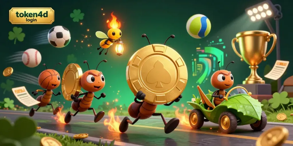 Permainan slot dengan mudah akses TOKEN4D login, dimana karakter unik melakukan aksi mencuri chip poker emas.
