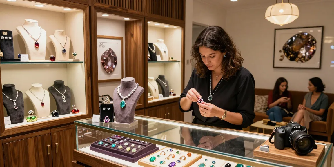 Explore high-quality gemstones at https://www.mygemspot.com inside an elegant jewelry boutique showcasing curated pieces and expert consultation.
