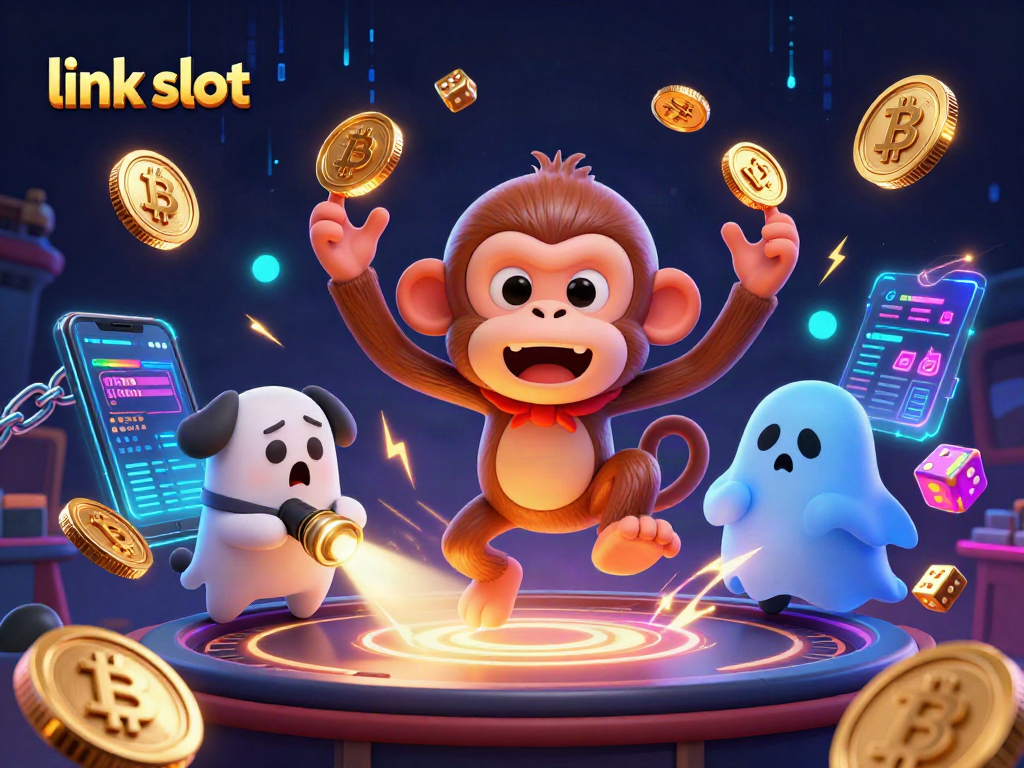 Mainkan link slot di kasino dengan karakter lucu yang menunjukkan jackpot menang dan kebahagiaan.