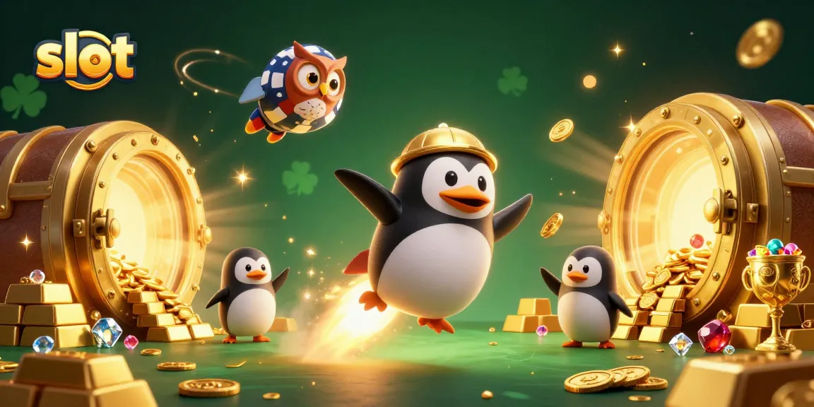 Slot yang menggiurkan dengan penguin emas bertema kasino meluncur ke stasiun luar angkasa.