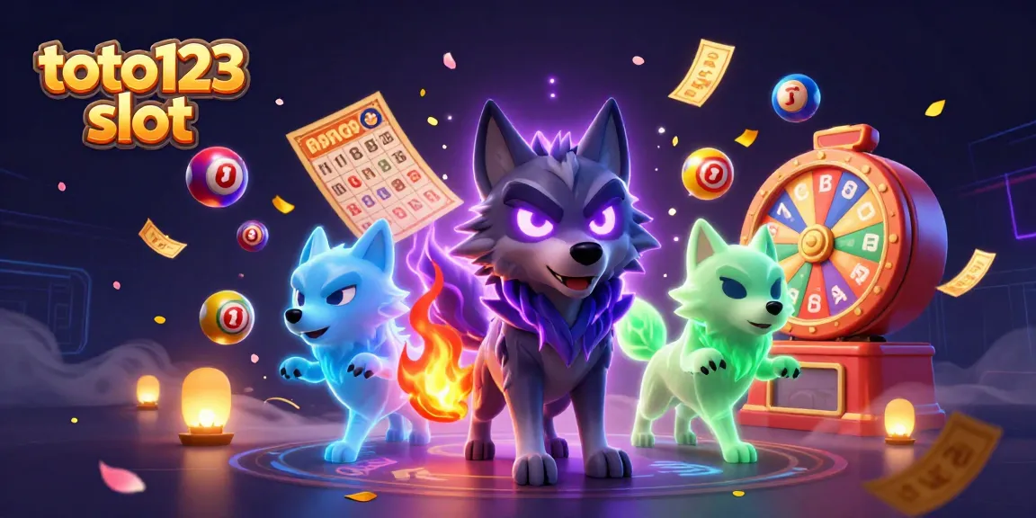 Toto123 slot creates a lively casino scene with a ghostly wolf pack, lottery elements, and dynamic gameplay visuals.