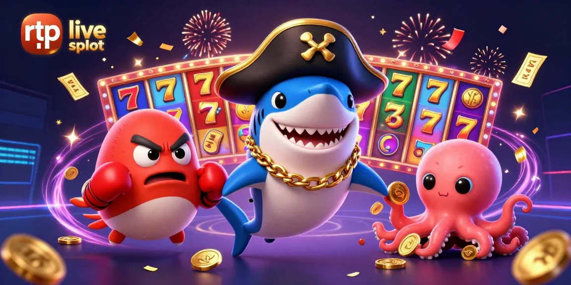 Experience the excitement of rtp live slot with a vibrant casino scene featuring playful characters and slot elements.