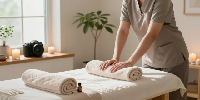 In-home massage setup in Gyeonggi Gwangju showcasing a tranquil environment for 경기광주출장안마 therapy.
