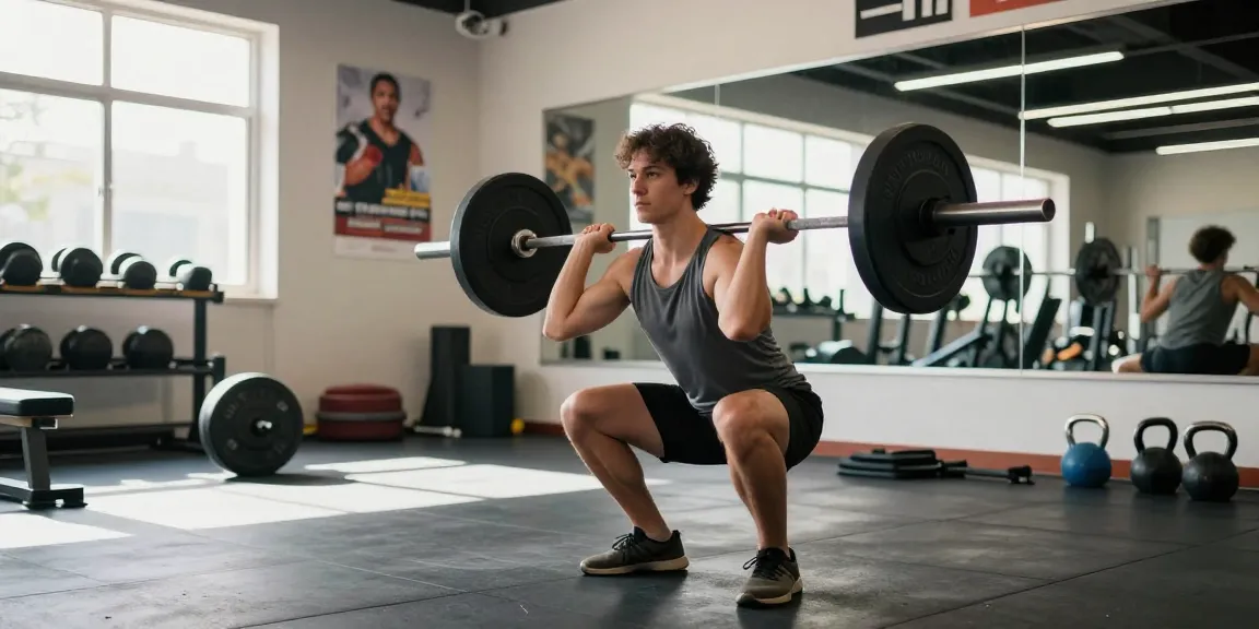 Astera Shop fitness scene featuring an athlete training with barbell in a modern gym setting.