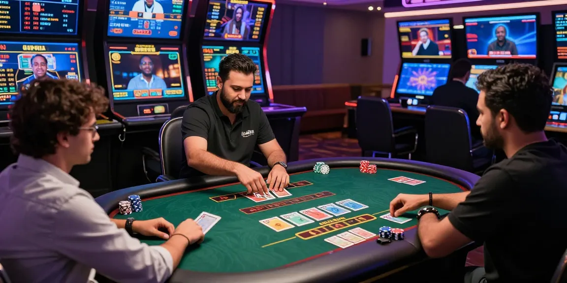 Live Andar Bahar casino game at a digital table with real dealers and players engaged.