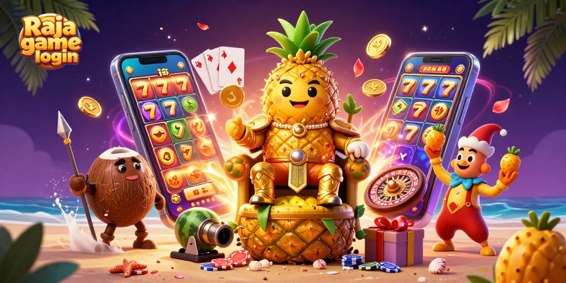 Engage in thrilling gameplay with Raja game login, featuring vibrant gaming elements and characters.