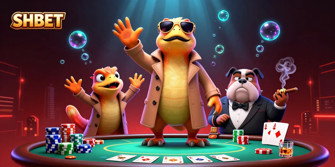 Experience the excitement of SHBET with raptors in disguise entering a VIP casino lounge while playing poker.