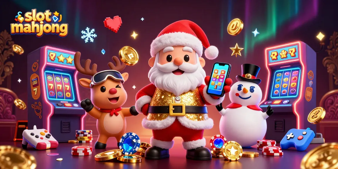 Spin for wins in slot mahjong with Santa and friends at a vibrant casino!
