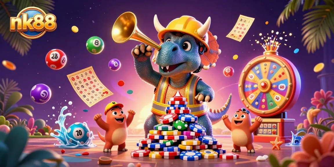 Engage in festive casino fun with nk88’s vibrant cartoon-themed gaming environment and characters.