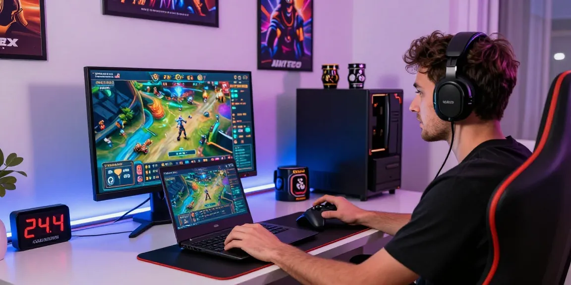 NAGA2000 gaming setup with a player engaged in iGaming, featuring vibrant graphics and modern amenities.
