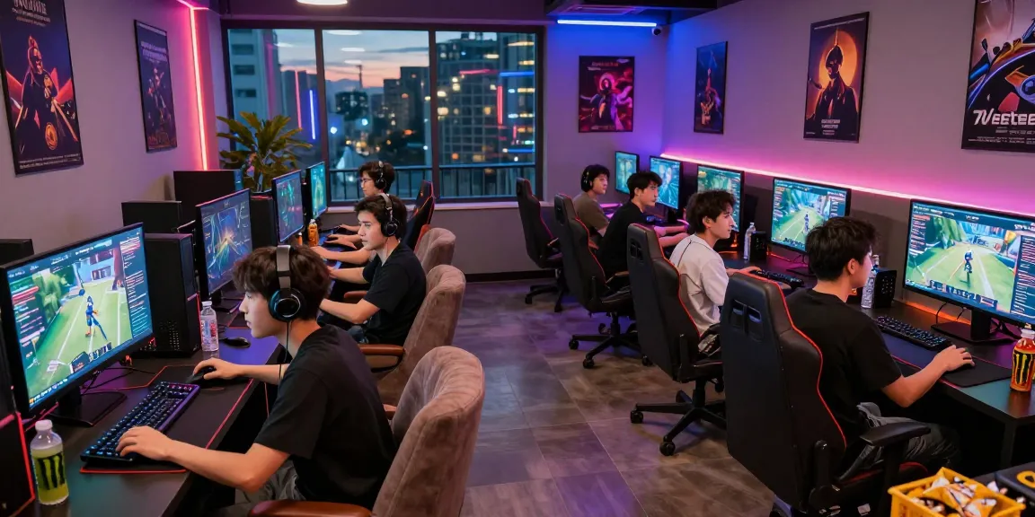 7meter gamers engaging in multiplayer gameplay in a vibrant virtual lounge.